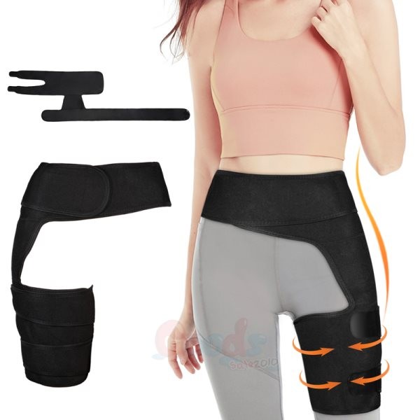 Fitness Groin Support Bandage, Thigh Compression Brace Adjustable Hip Joint Wrap