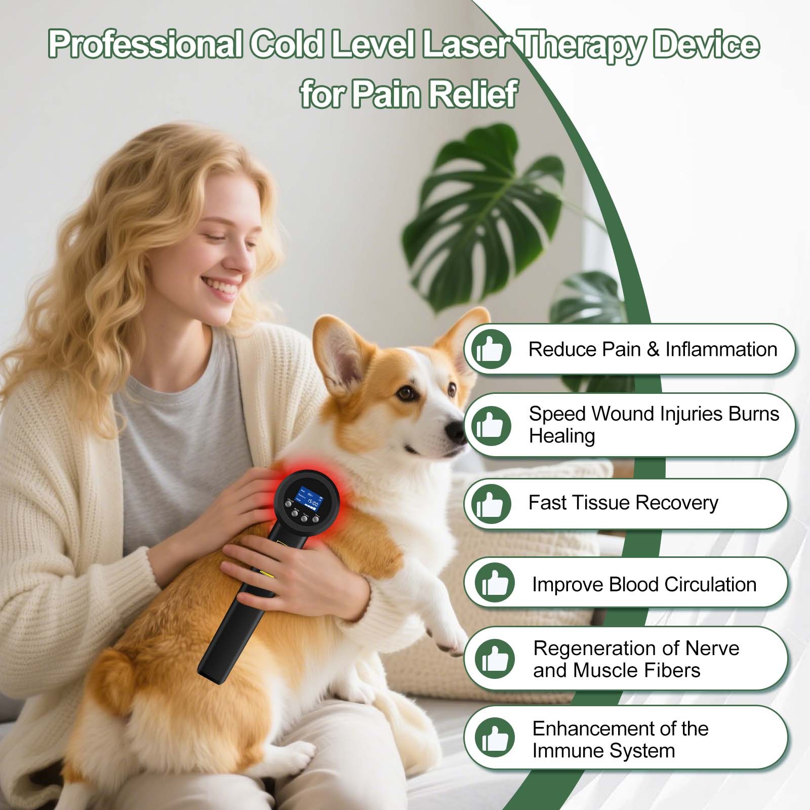 3000mW Multi Species Cold Laser Therapy Device Machine for Home Use Pain Support