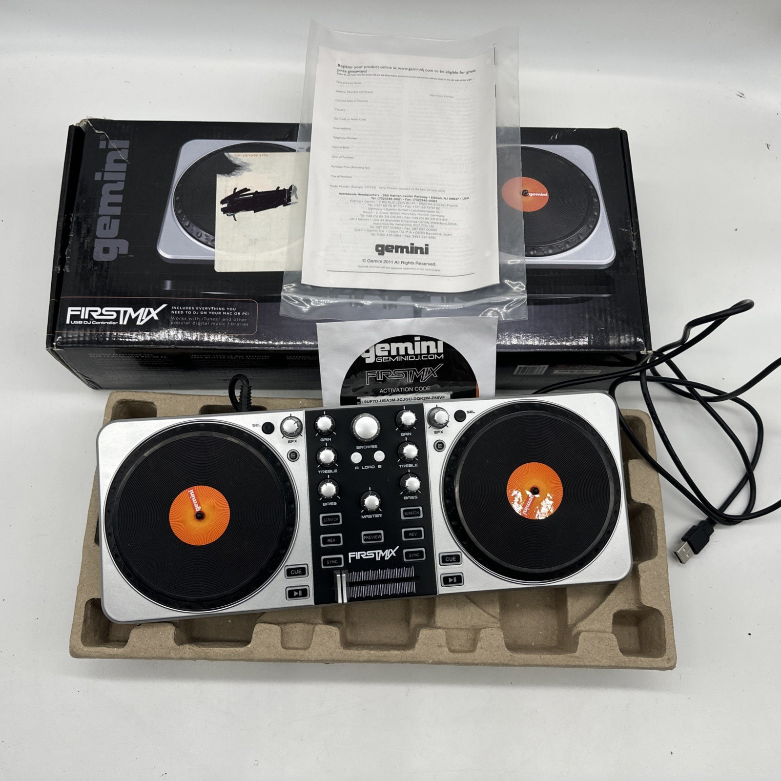 Gemini Firstmix Digital USB DJ Controller For PC for Microsoft & Apple w/ Disc