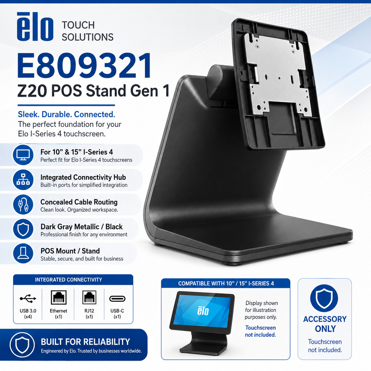 🍀 NEW Elo Z20 I-Series Android 4.0 10" 15" Point-of-Sale POS Flip Stand E809321