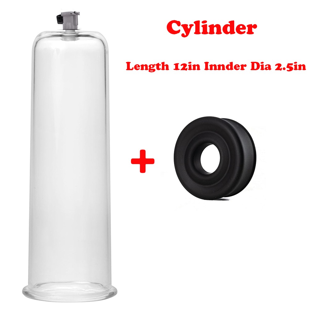 Cylinder for Penis Pump Untapered 8 & 12 Inch with Female Valve with Sleeve Case