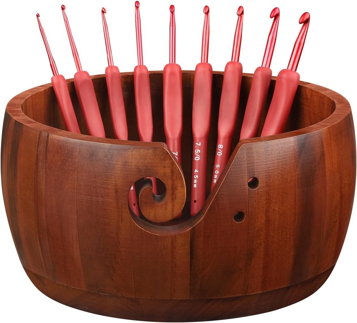 "Wooden Yarn Bowl, Yarn Holder Bowls for Knitting & Crocheting Handmade Yarn S..