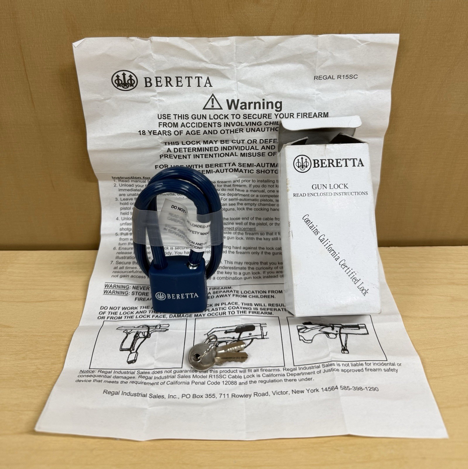 NEW Beretta Coated Cable Trigger Gun Lock Shotgun Rifle Pistol Keys Manual R15SC