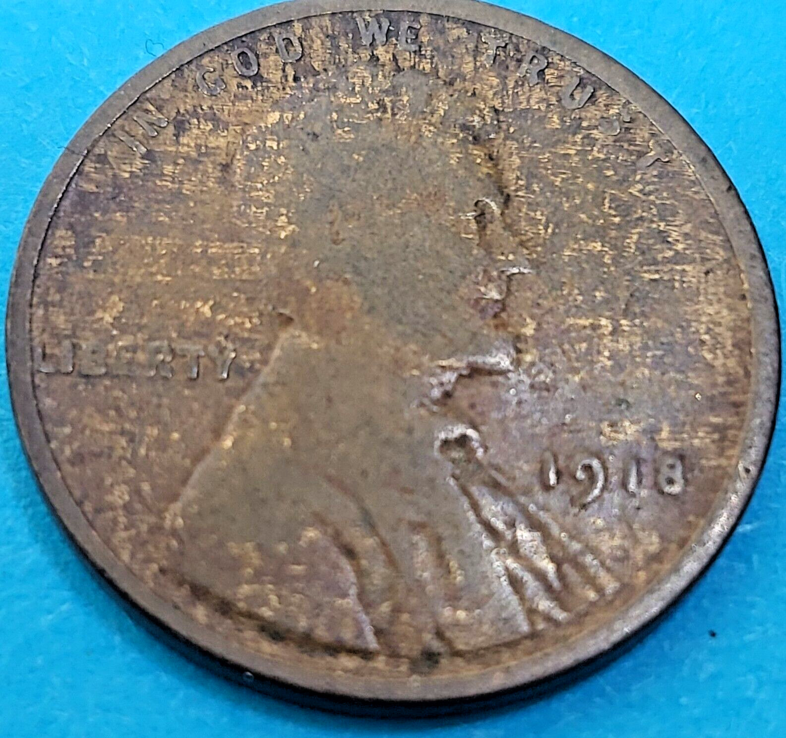 1918 Lincoln Wheat Cent Woody Improper Alloy Mix Error  Beautiful