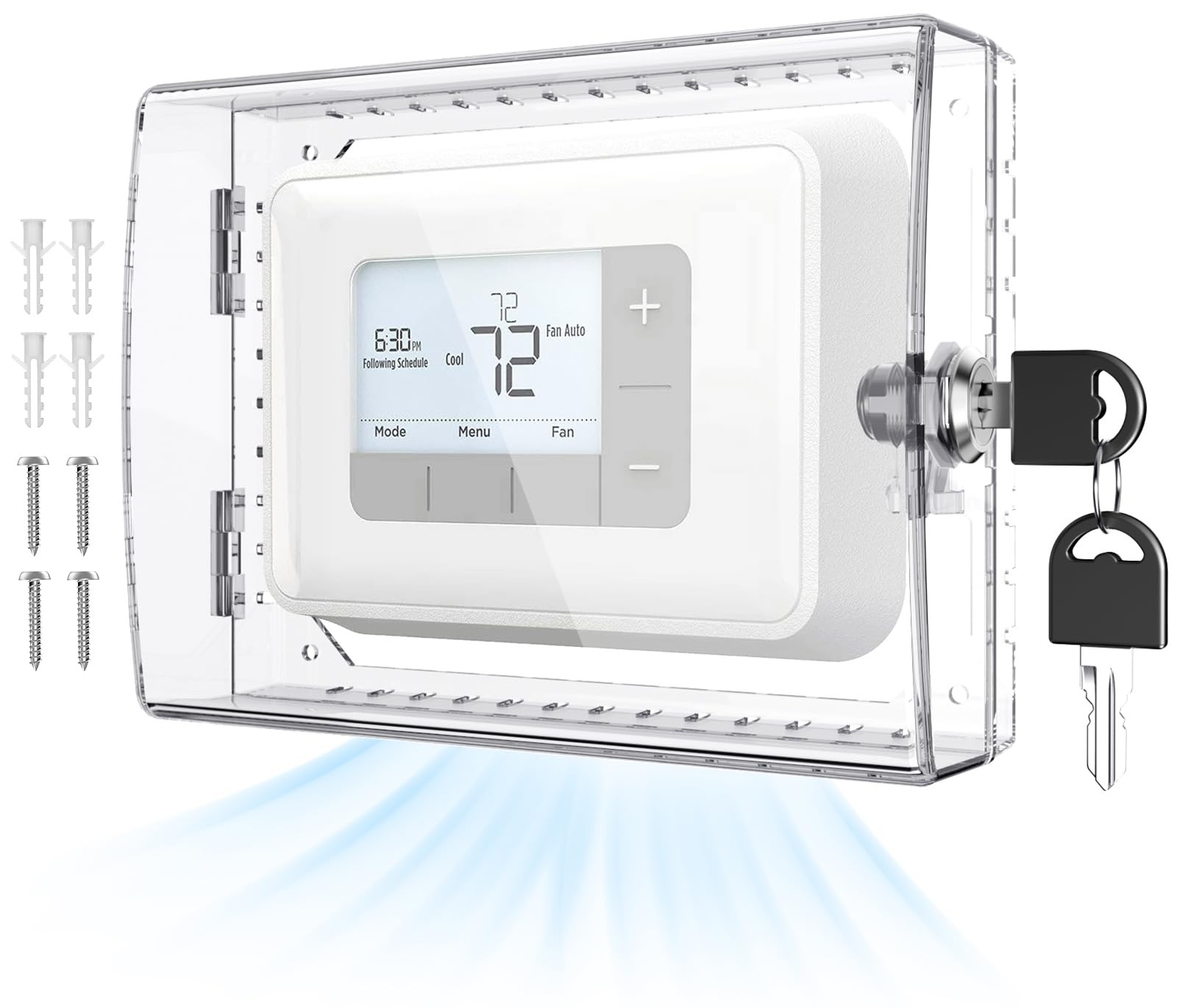 AUURIO Upgraded Thermostat Lock Box with Key, Large Space High transparency