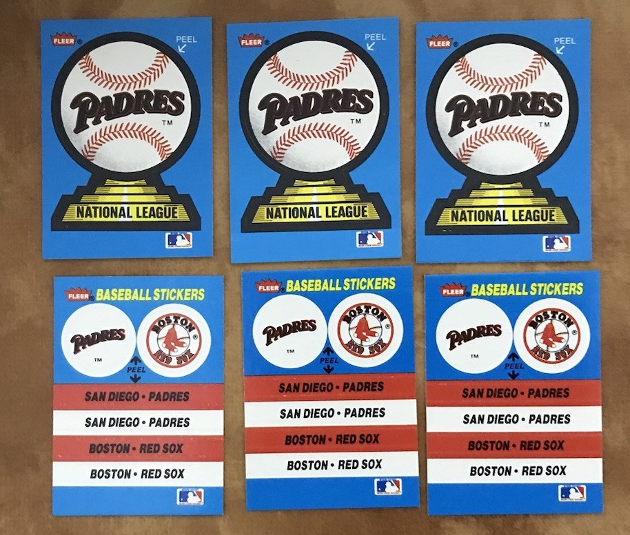 6- 1987 Fleer Team Logo Stickers SAN DIEGO PADRES  3-Globe & 3-Small Round