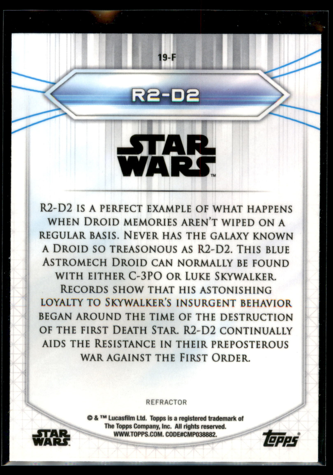 2020 Topps Star Wars Chrome Perspectives REFRACTOR Parallel #19-F R2-D2