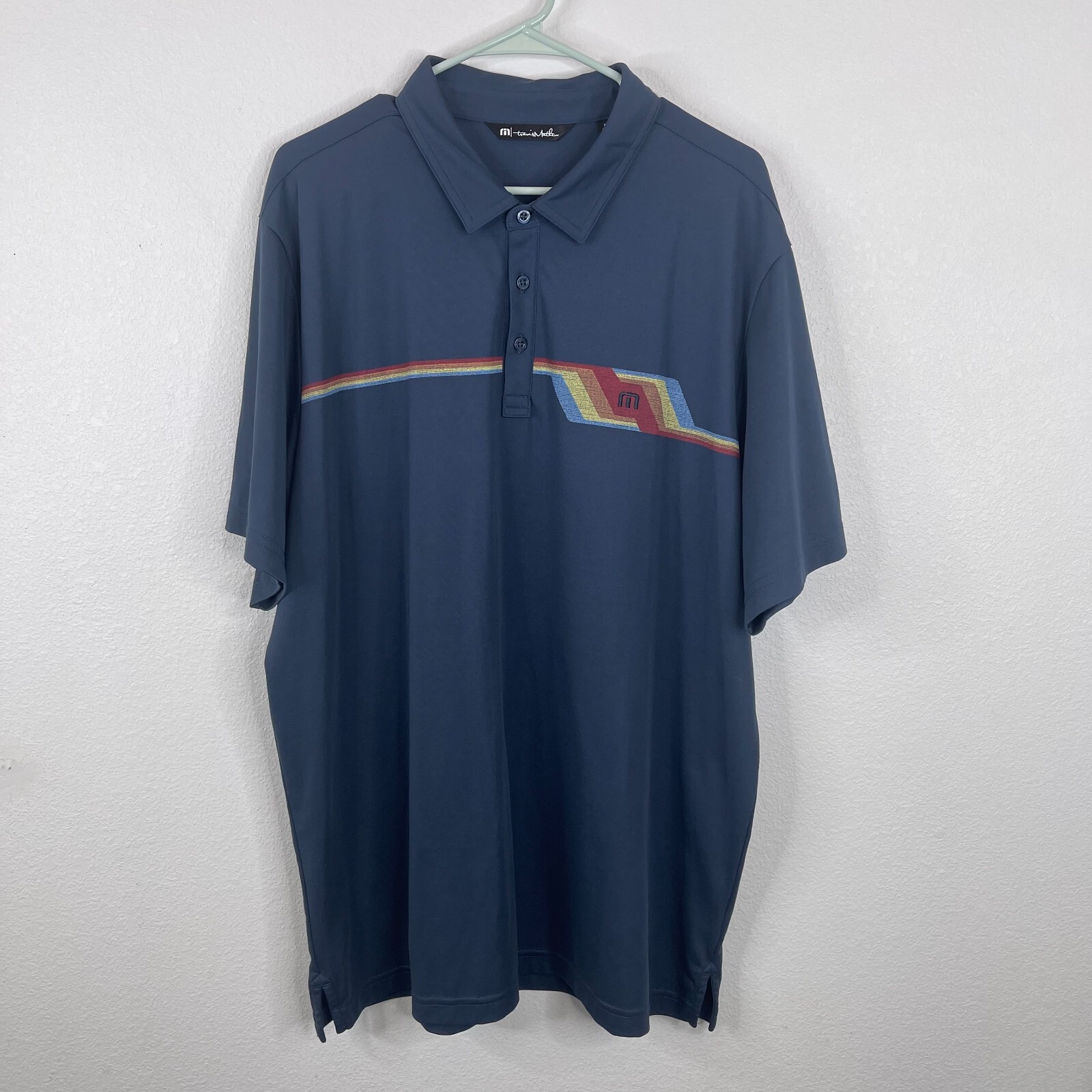 Thomas Mathew Mens Polo Size XXL Blue Short Sleeve Golf Logo Collar