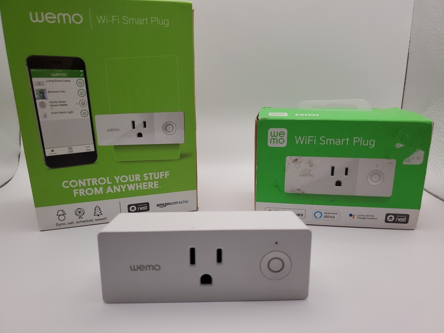 Lot Of 3 - 1 NEW, 2 USED WeMo WiFi Enabled Mini Smart Plugs - White (F7C063)
