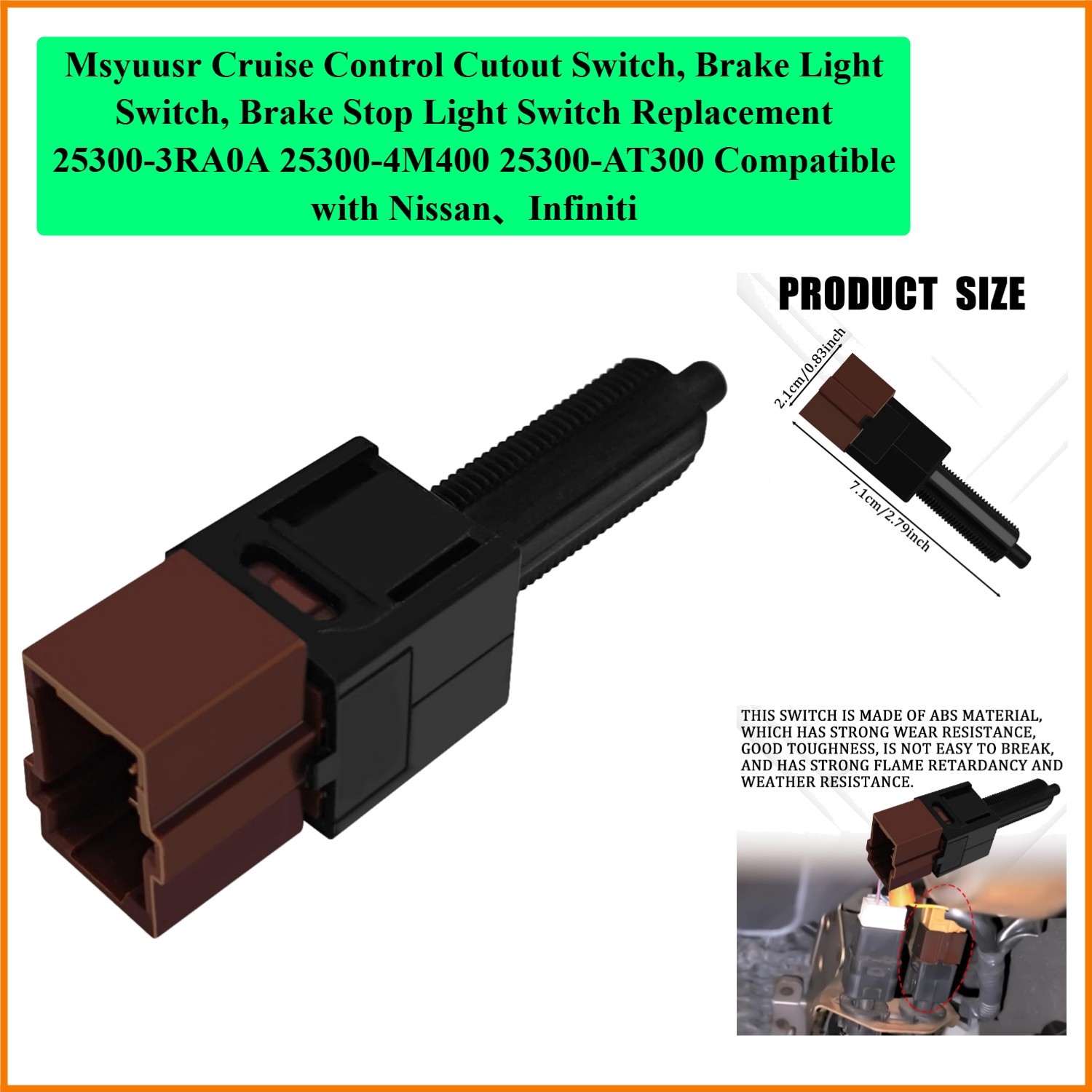 Cruise Control Cutout Switch, Brake Light Switch, Brake Stop Light Switch Rep...