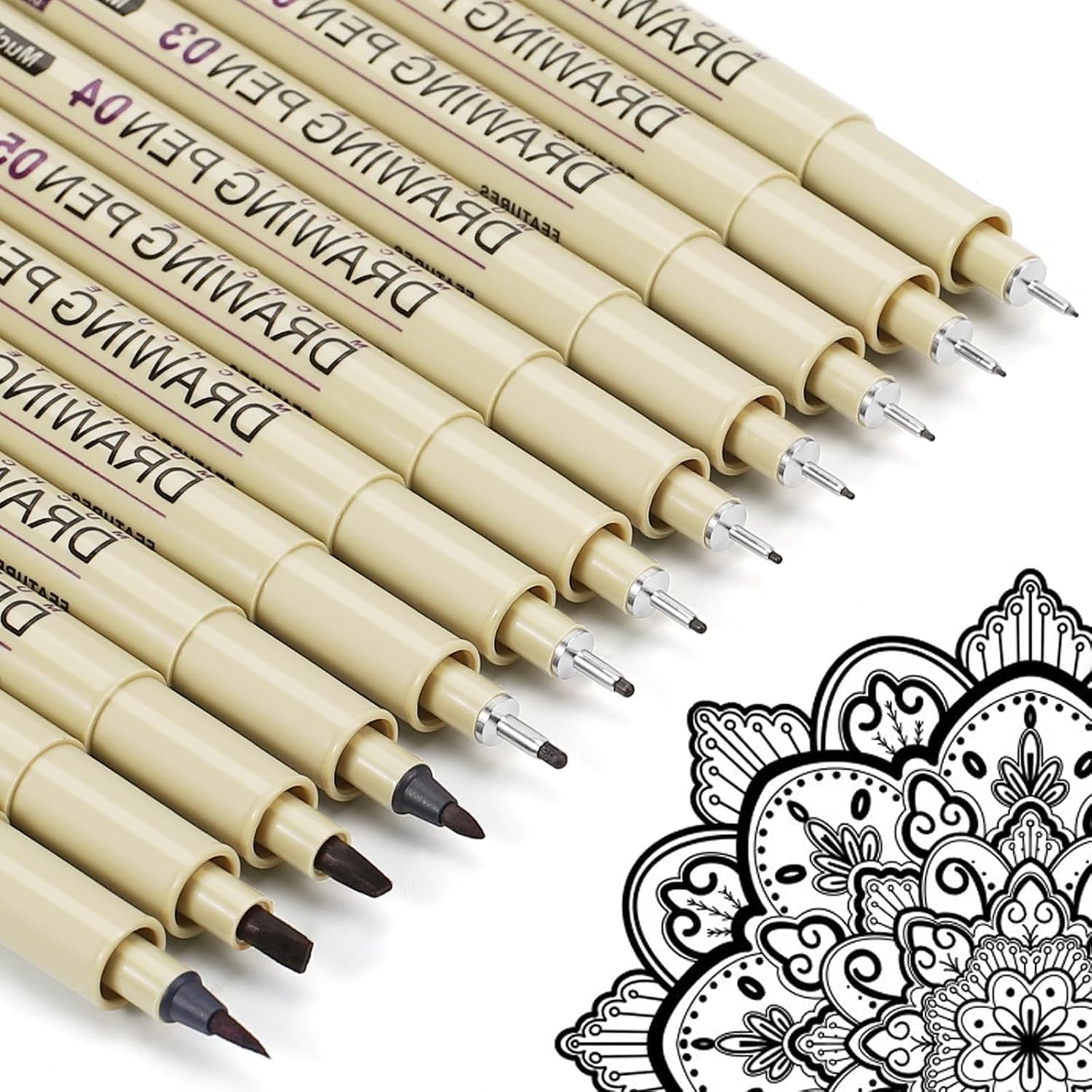 Micro Fineliner Drawing Art Pens 12 Black Fine Line Waterproof Ink Set Artist US