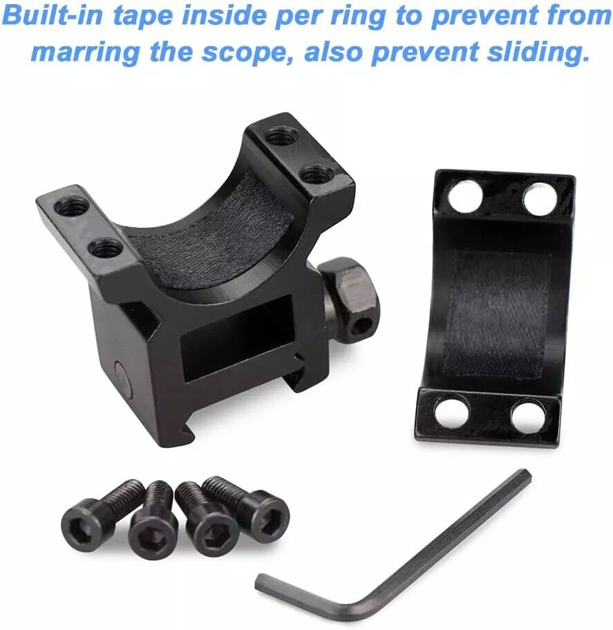 1'' inch Scope Rings Middle Profile MarkWeaver Picatinny Mount Shock Proof
