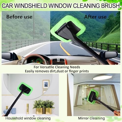 Car Windshield Cleaning Tool, Windshield Cleaner with 5 Washable and Green