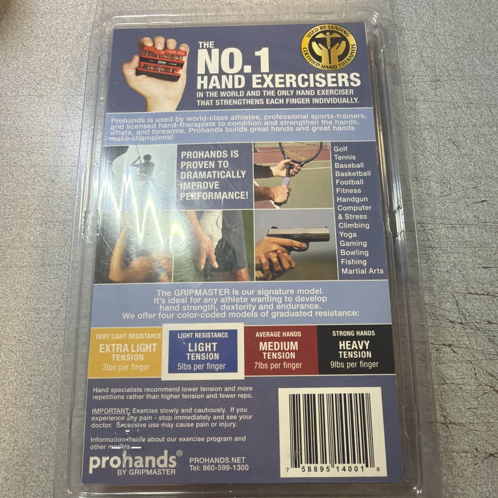 Gripmaster Hand and Finger Exerciser - LIGHT Tension (Blue)