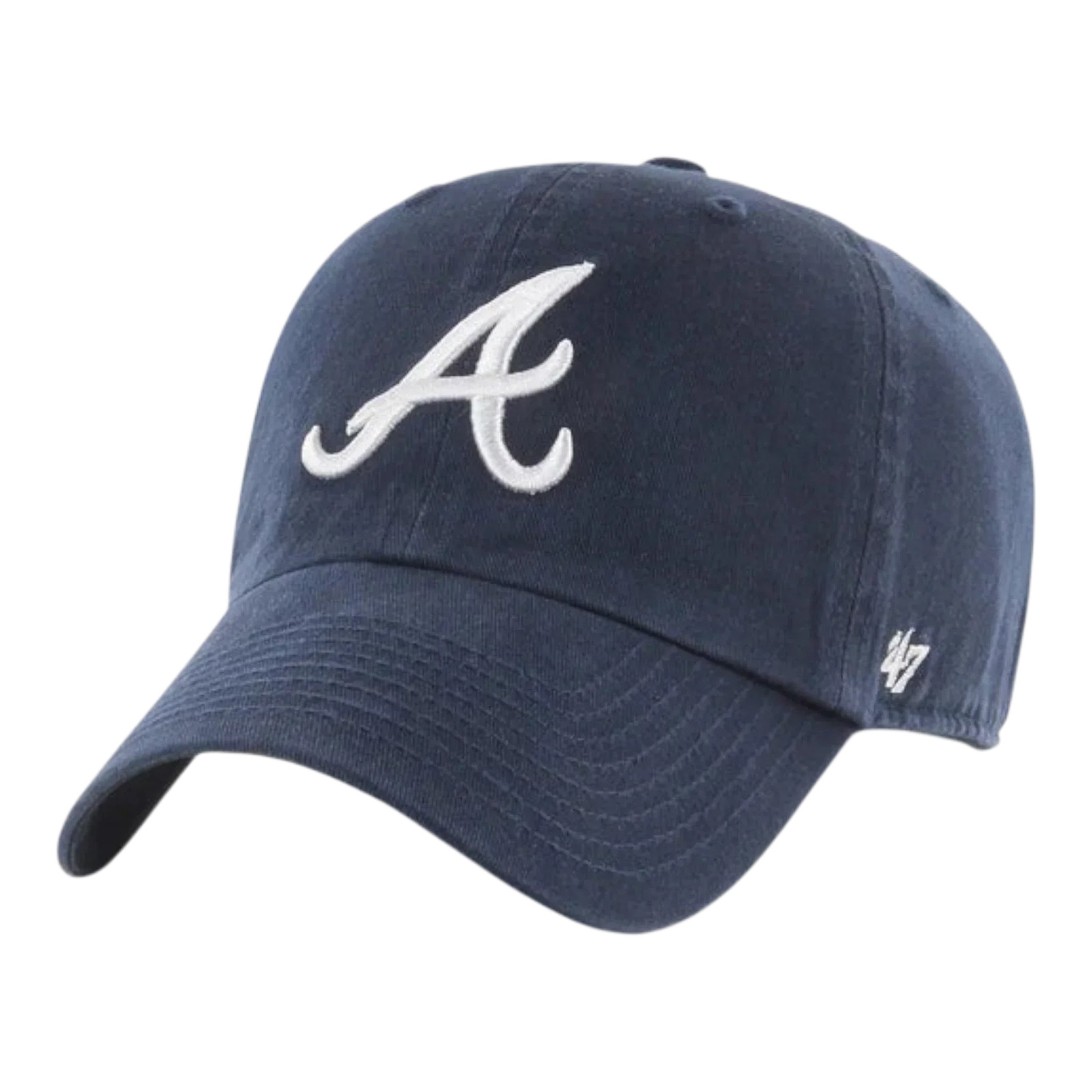 47 Brand Clean Up Atlanta Braves Strapback in Navy | Adjustable Cap