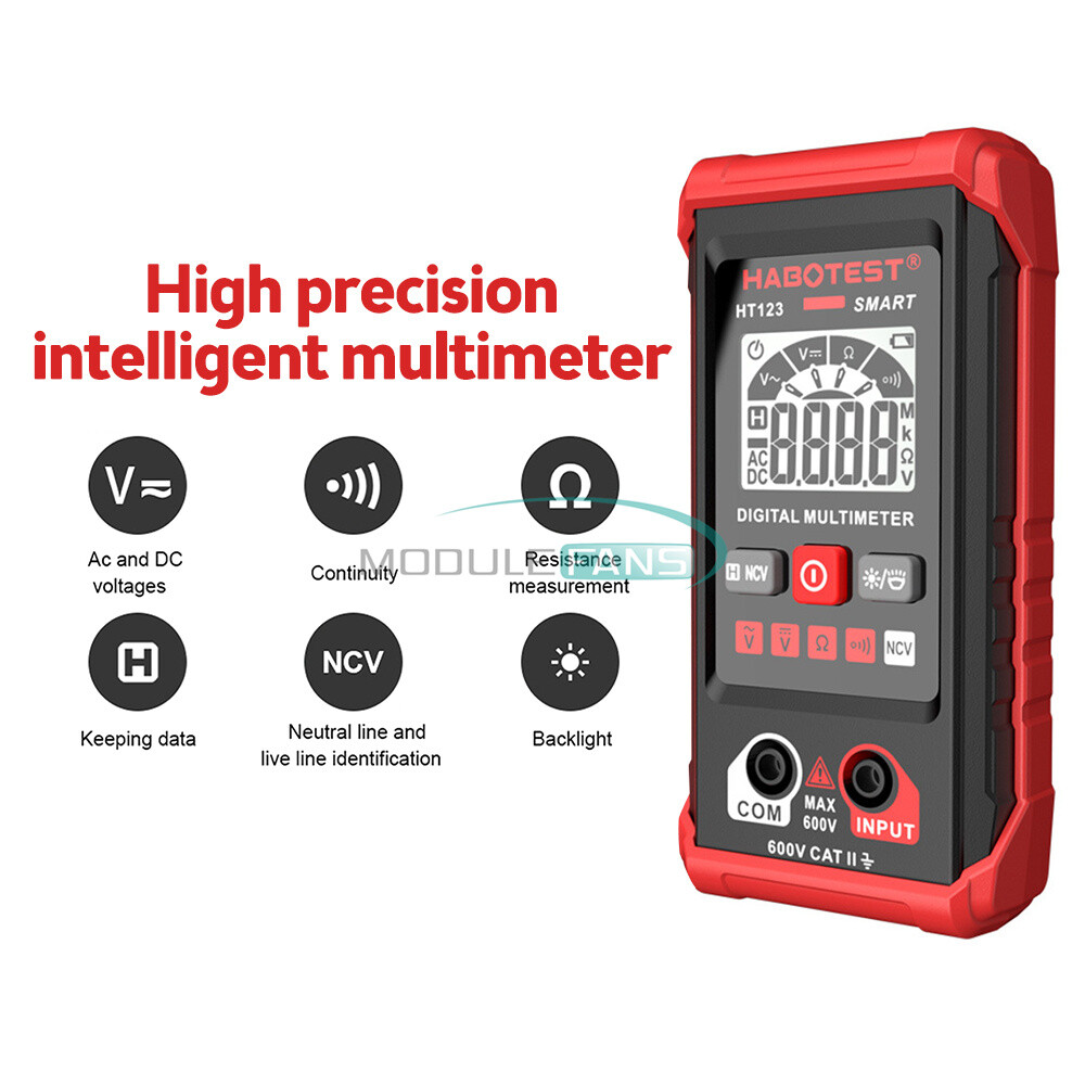 HT123 Digital Multimeter Smart Meter Volt AC DC 600V Tester True RMS Backlight