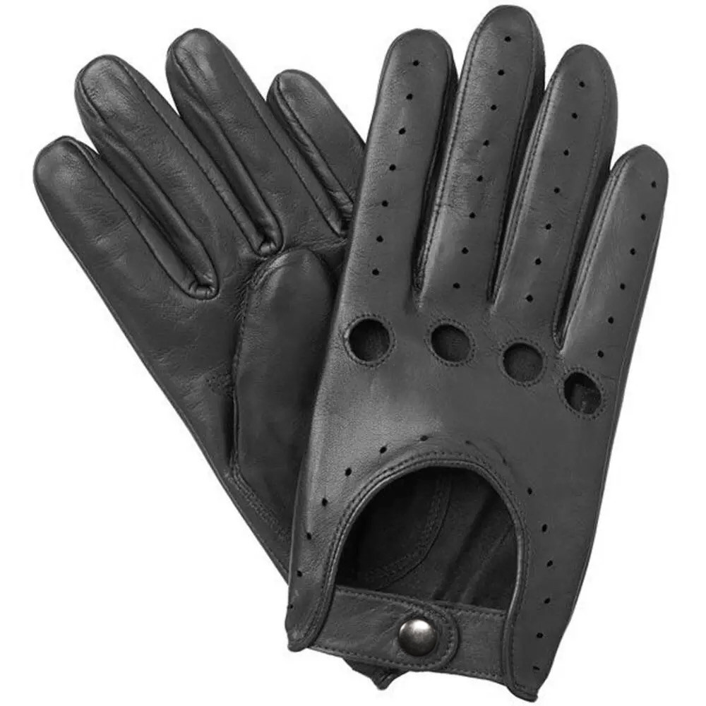 NEW MEN'S CHAUFFEUR REAL LEATHER DRIVING GLOVES - BLACK-