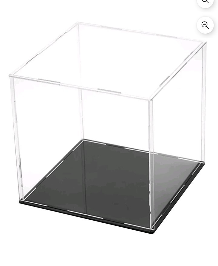 Acrylic Display Case with Black Base, Dust-Proof Showcase for Collectibles 8x8x8