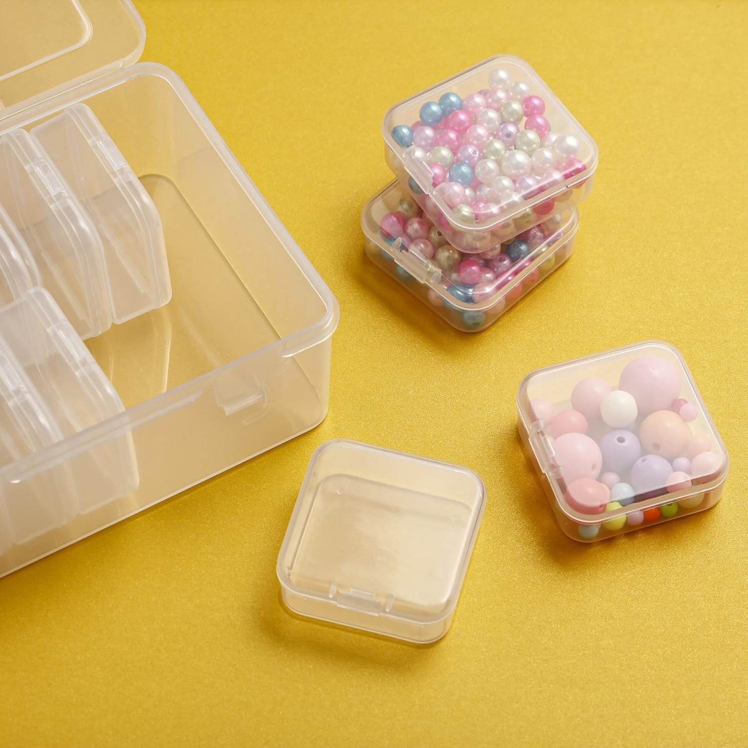 30-Piece Clear Bead Storage Containers with Hinged Lid – Durable and Portable