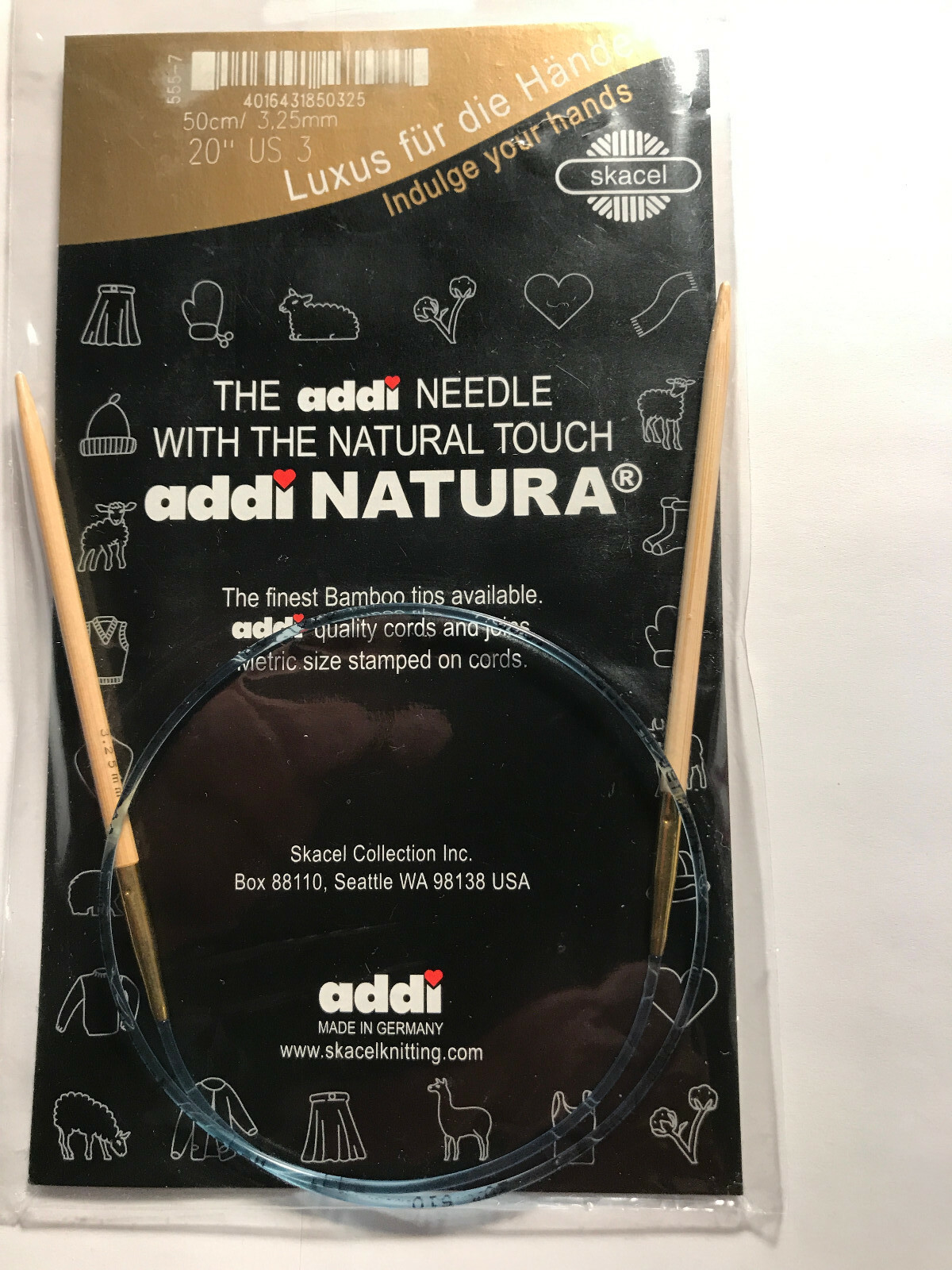 addi Natura® Bamboo Circular Needles Skacel USA US 3 (3.25mm) 20 inch(50cm)