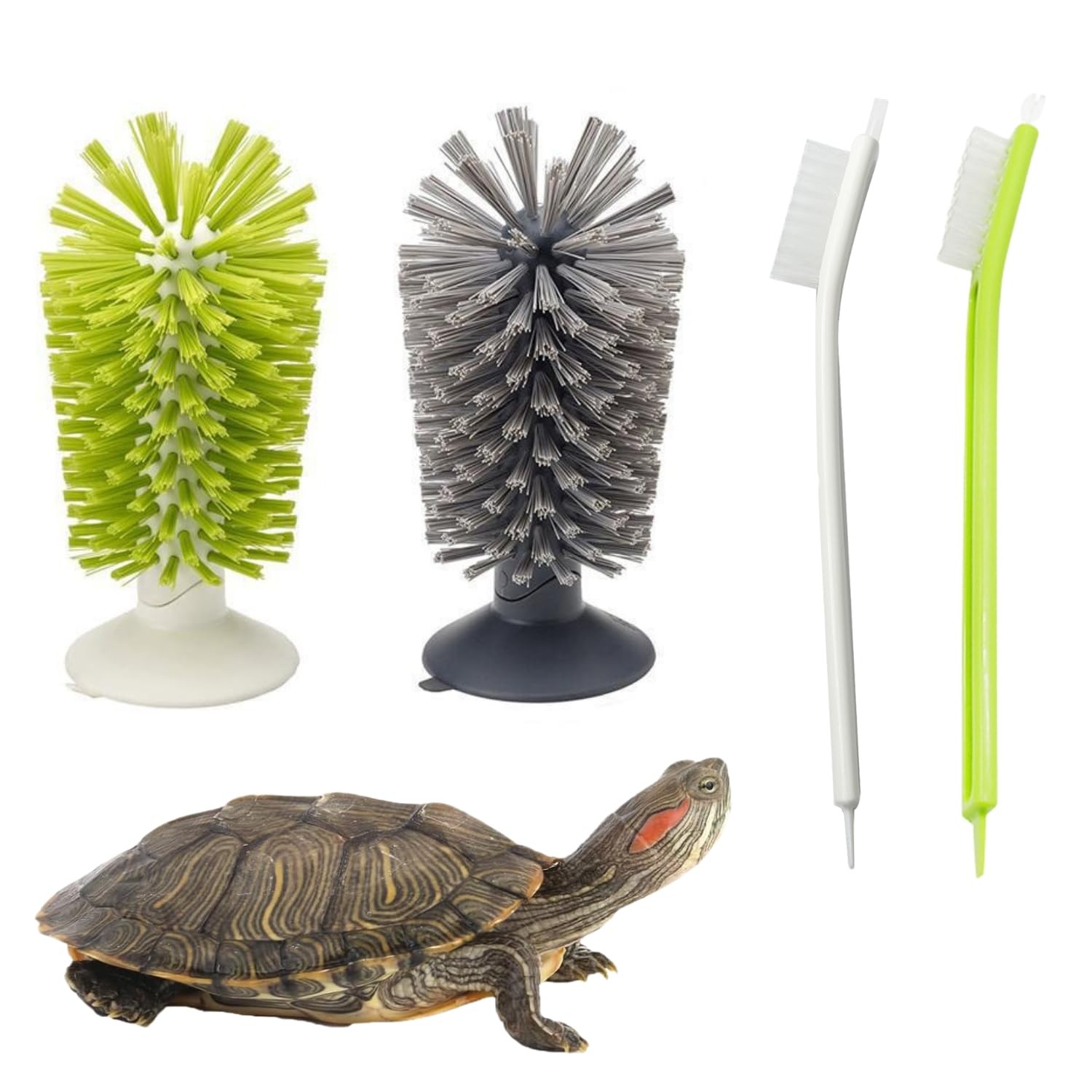 4 Pack Turtle Brush - Turtle Shell Cleaning Brush with Suction Cup for Tank R...