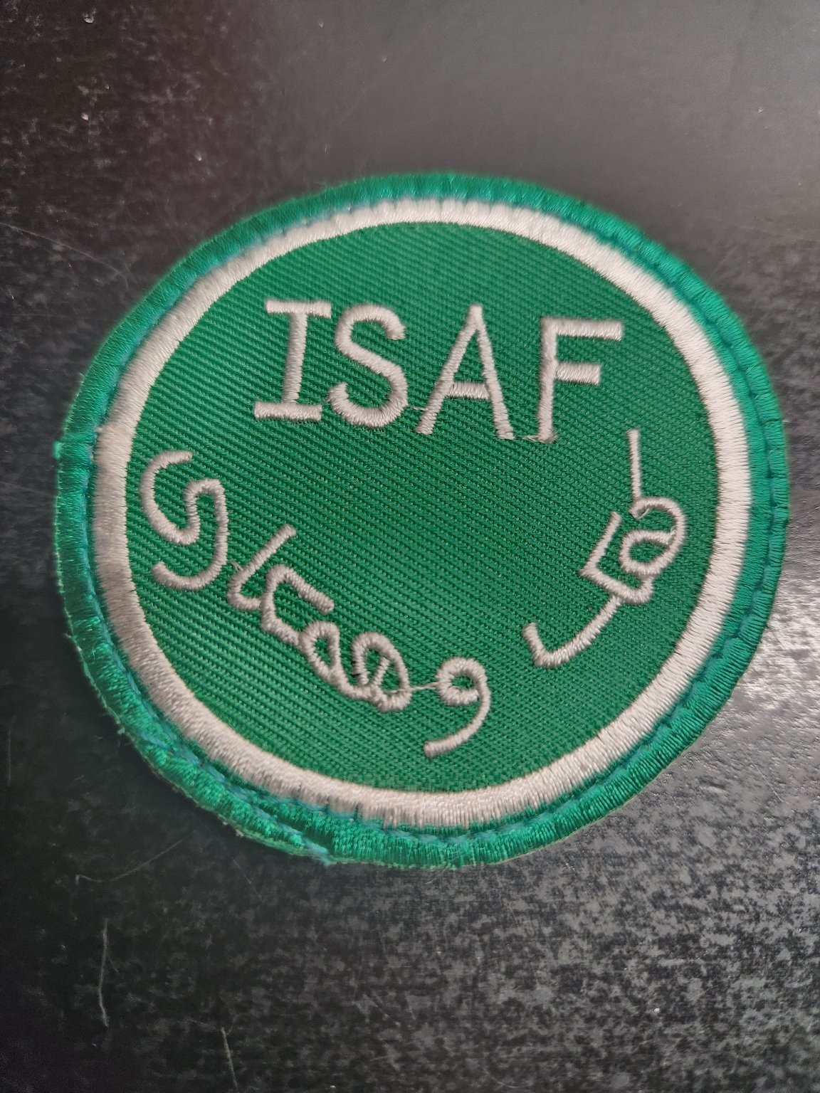 ISAF NATO Coalition Patch Green White Arabic Script Hook Loop Afghanistan