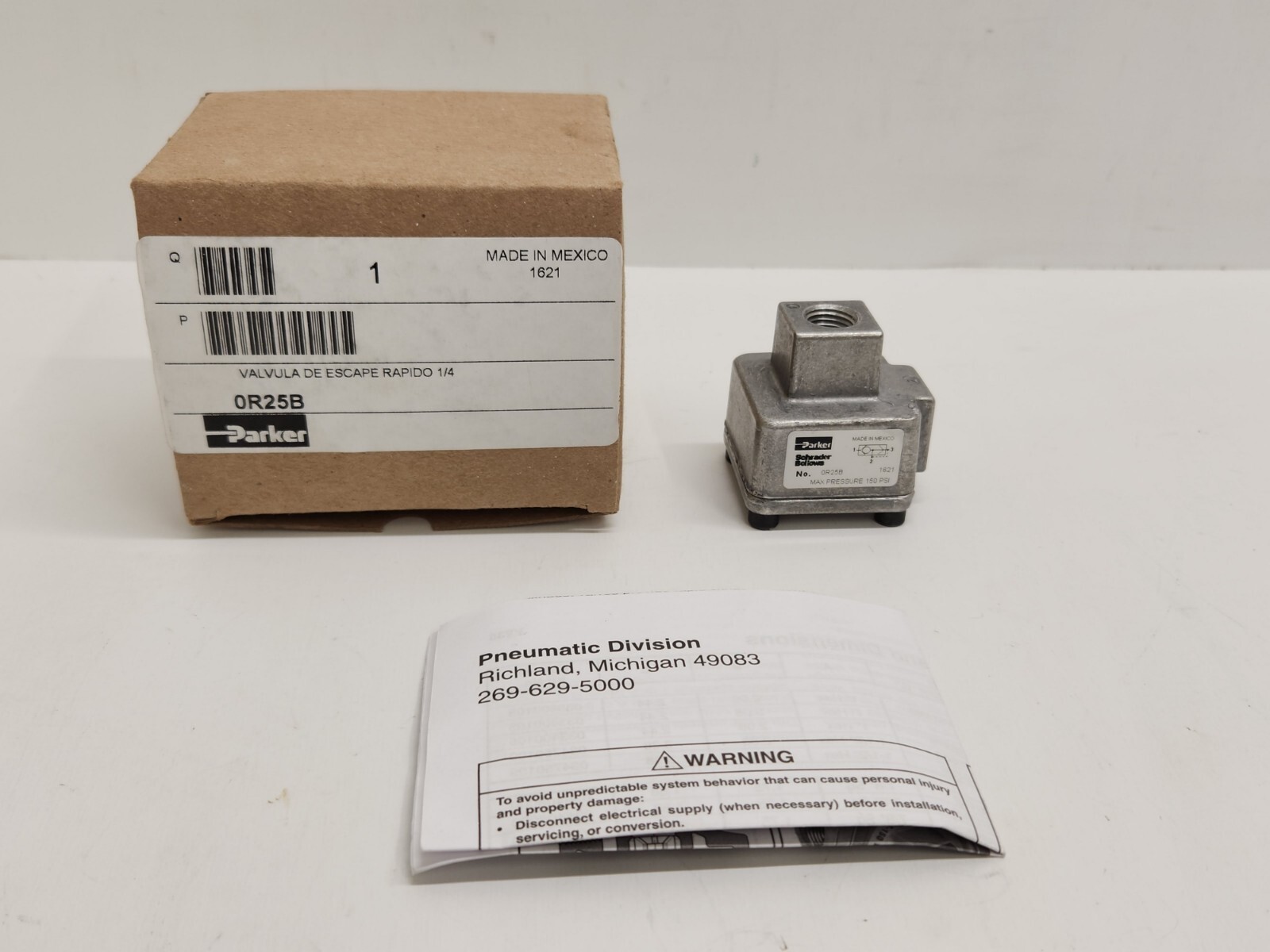 NEW IN BOX! PARKER 1/4" 150PSI QUICK EXHAUST VALVE 0R25B