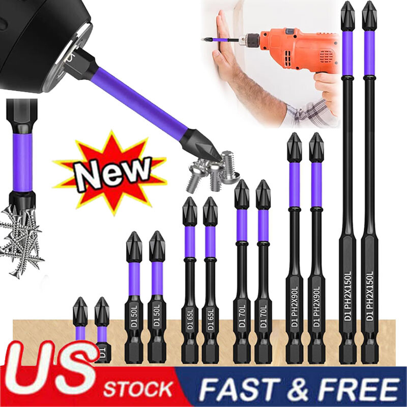 30Pcs Magnetic Anti-Slip PH2 Impact Driver Bit Set Phillips Cross Drill Bit Tool