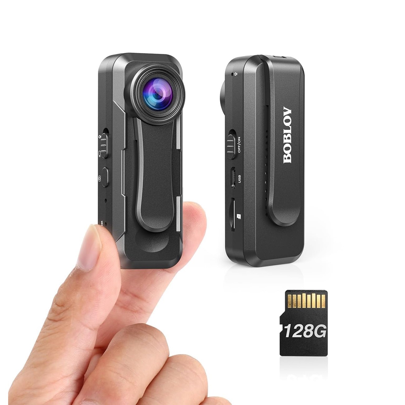 BOBLOV 1080P Wabcam Body Camera Optical Lens Video/ Audio Recording Camera 128G