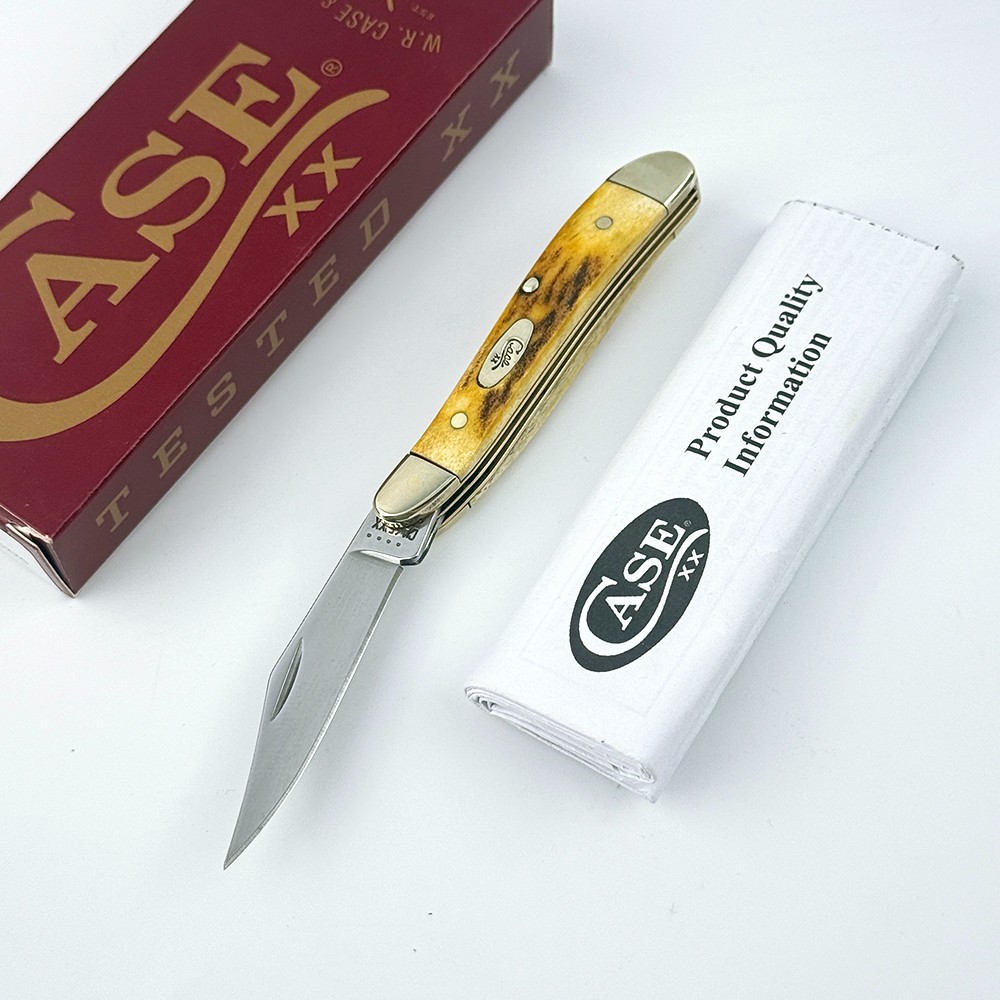 Case xx Knives 00048 Stainless Pocket Knife Peanut Genuine Sambar Stag Handle