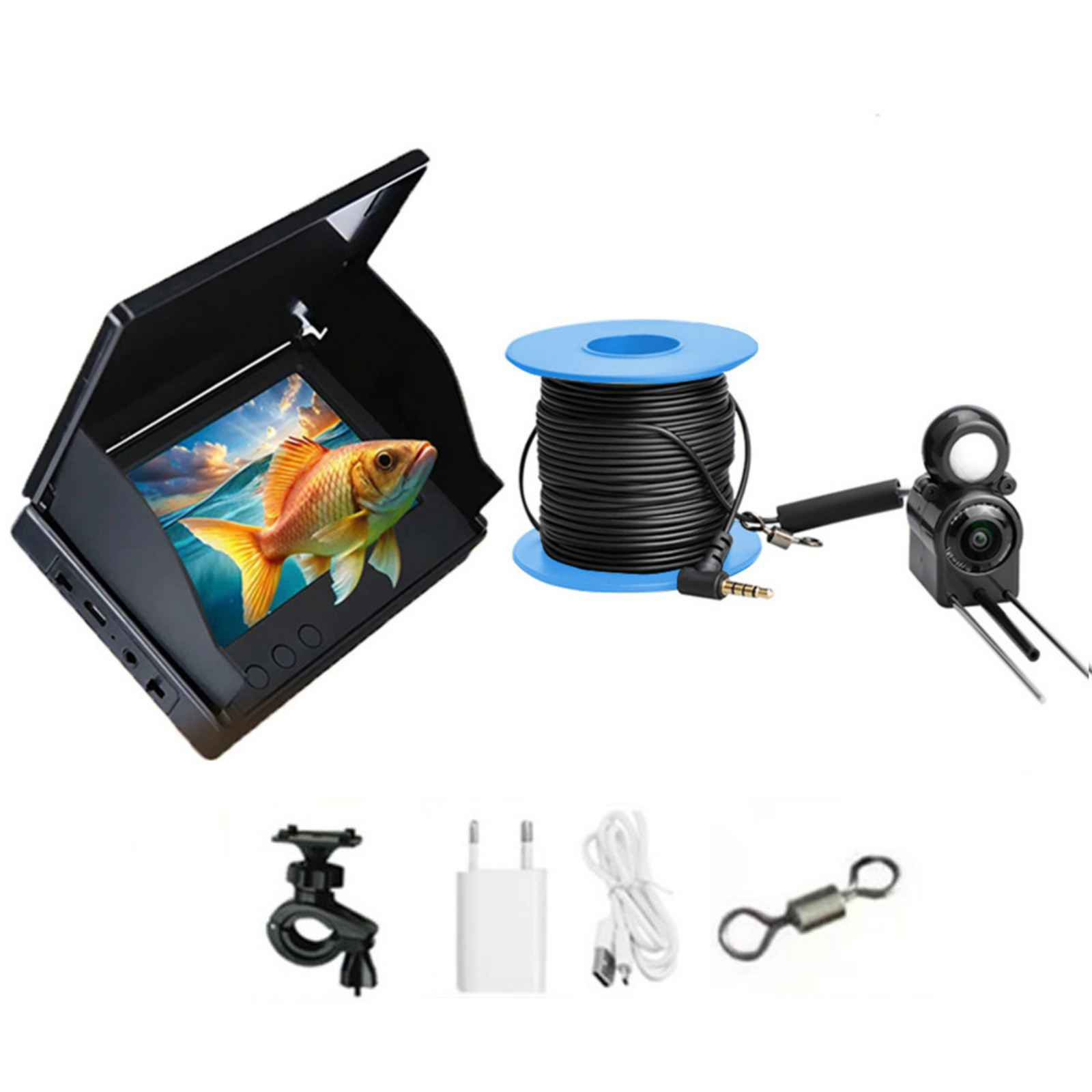 1Pc Underwater IP67 Fish Finder 4.3" HD Display w/ Night Vision 30m HD Camera
