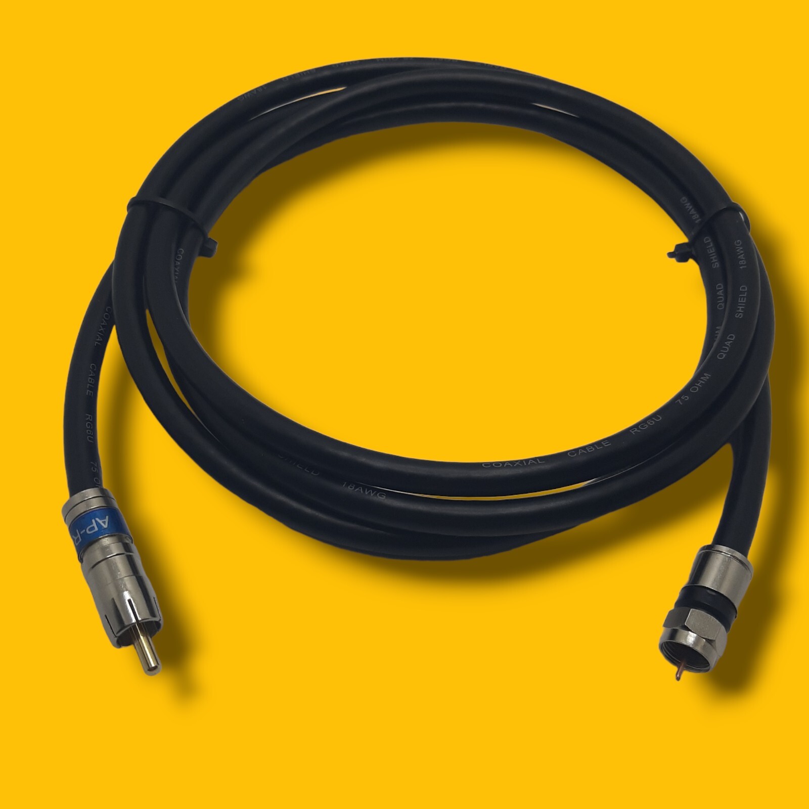 Atari Nintendo Sega 6ft. 75 Ohm Quad Shielded RCA to Coax F Connector