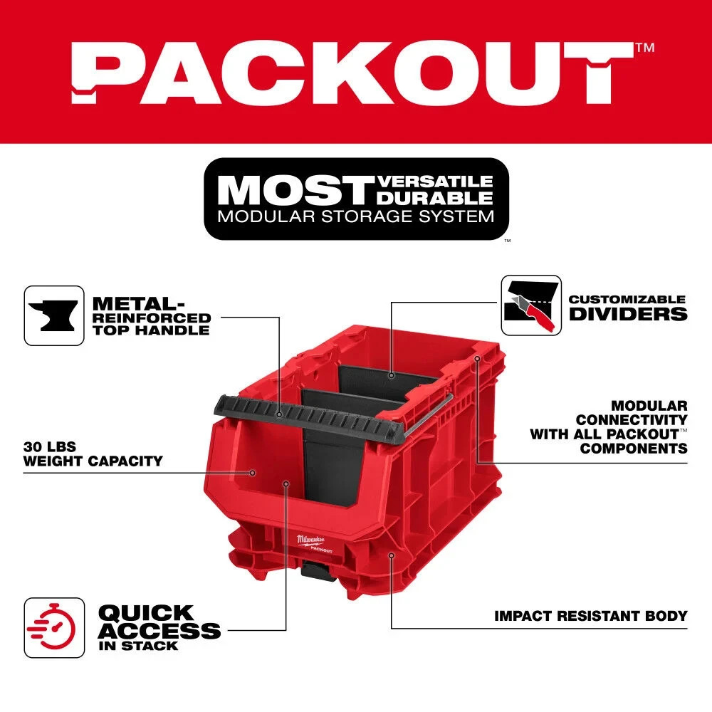 Milwaukee PACKOUT Compact Crate 48-22-8437 Modular Tool Storage Crate