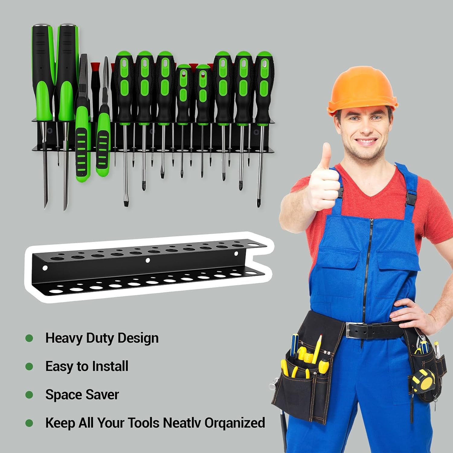 2Pack Screwdriver Plier Organizer Wall Mount Metal Wall Mount Tool Storage Rack
