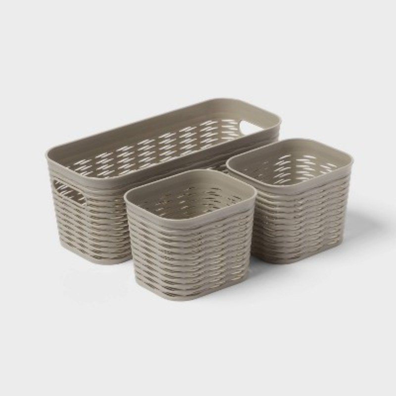 3pk Wave Assorted Decorative Basket 5L Narrow 2c