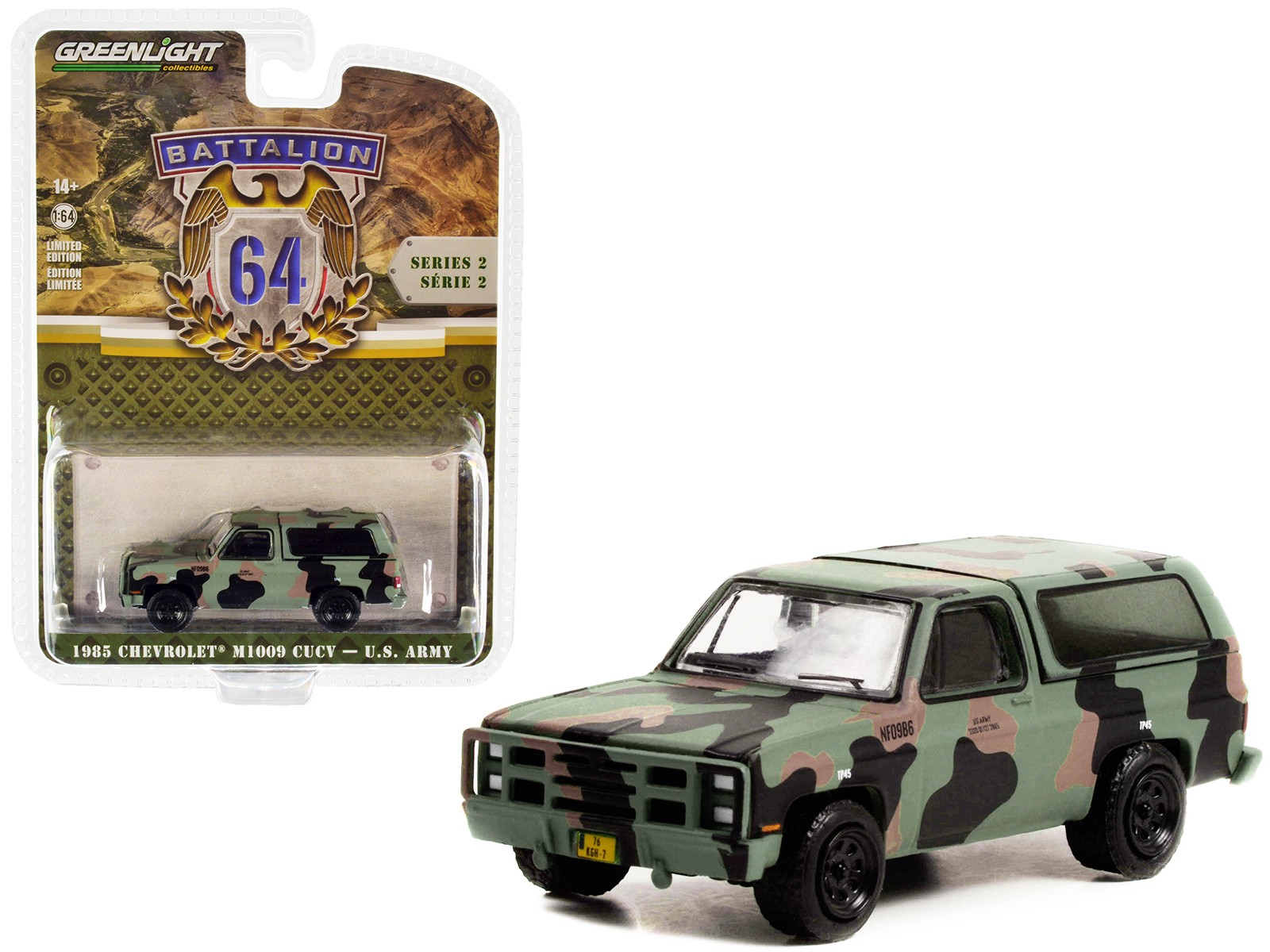 Greenlight 61020E 1/64 1985 Chevrolet M1009 CUCV Camouflage "U.S