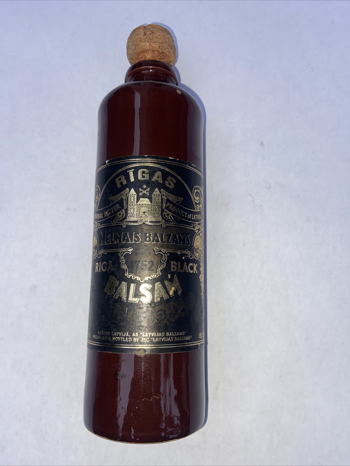 Riga Black Balsam Empty  Bottle Dark Brown Glaze