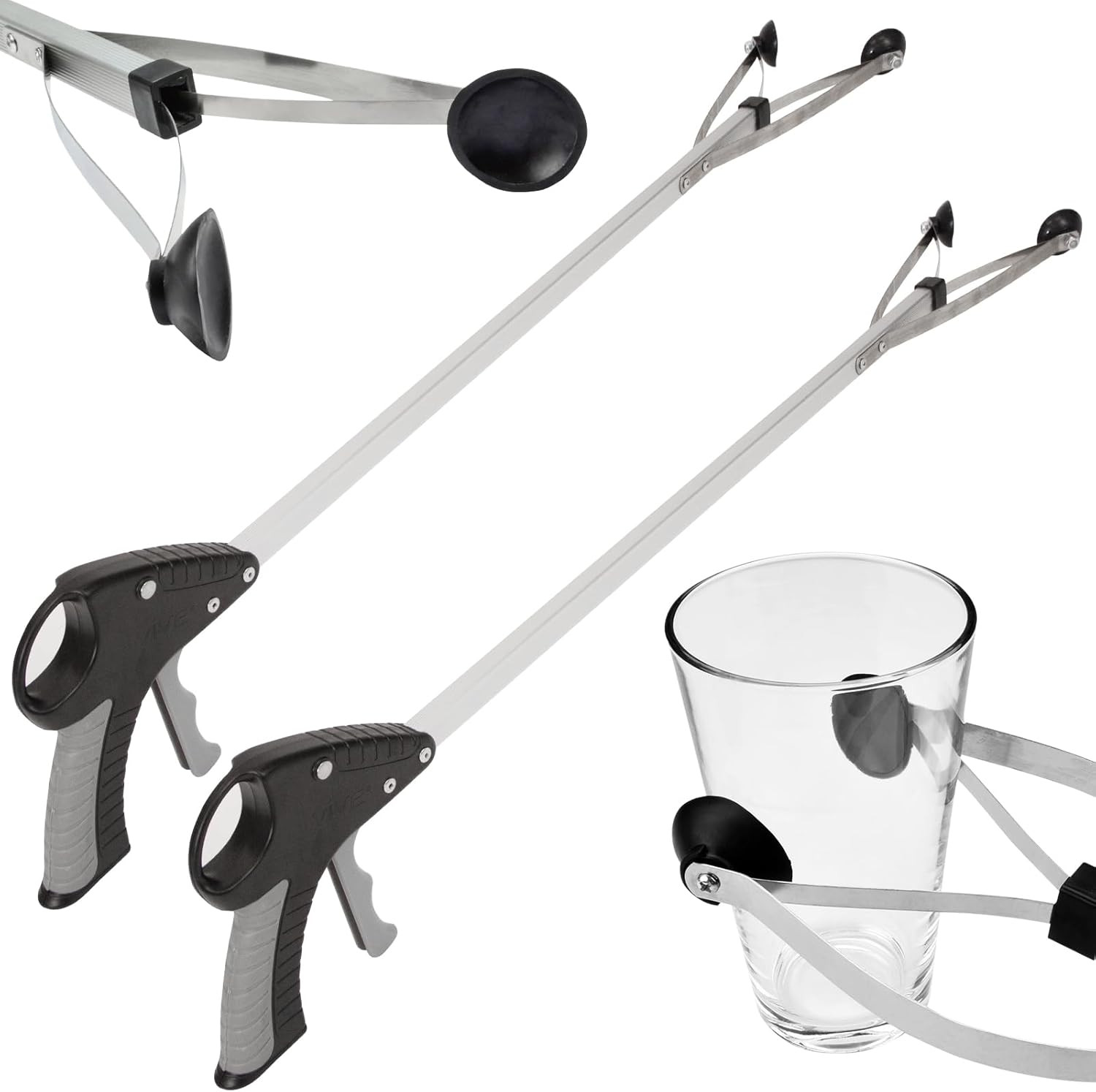 Suction Cup Grabber Reacher 32" (2 Pack) - Elderly Grab It Reaching Pickup Tool