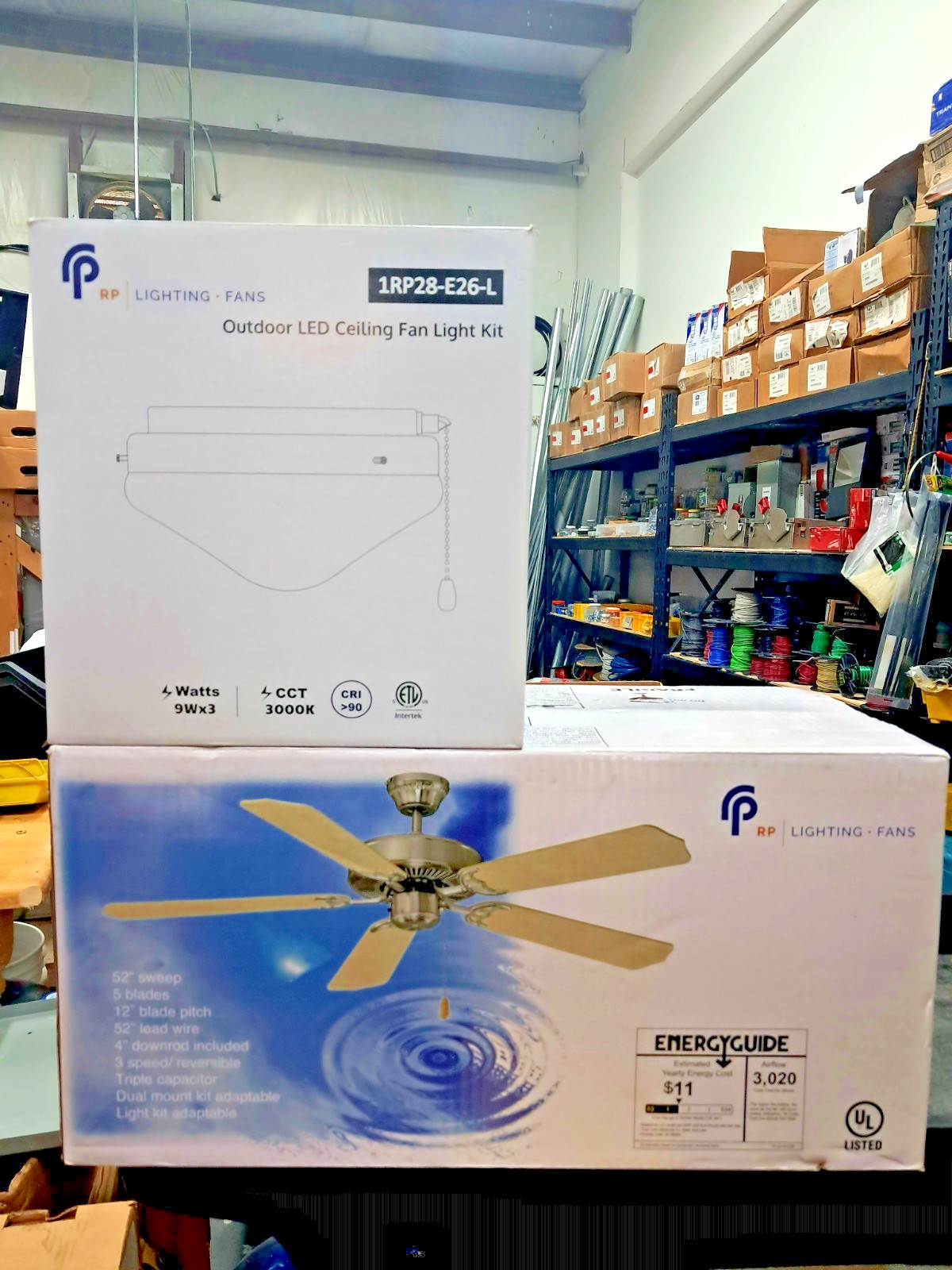 Ceiling Fan 52” + Lighting Kit RP MODEL 1052 White