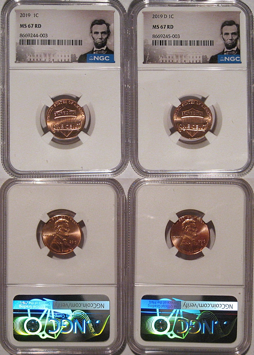 2019 P & D Lincoln SHIELD Cent 2 Coin Set 1c NGC MS 67 RD Lincoln Label