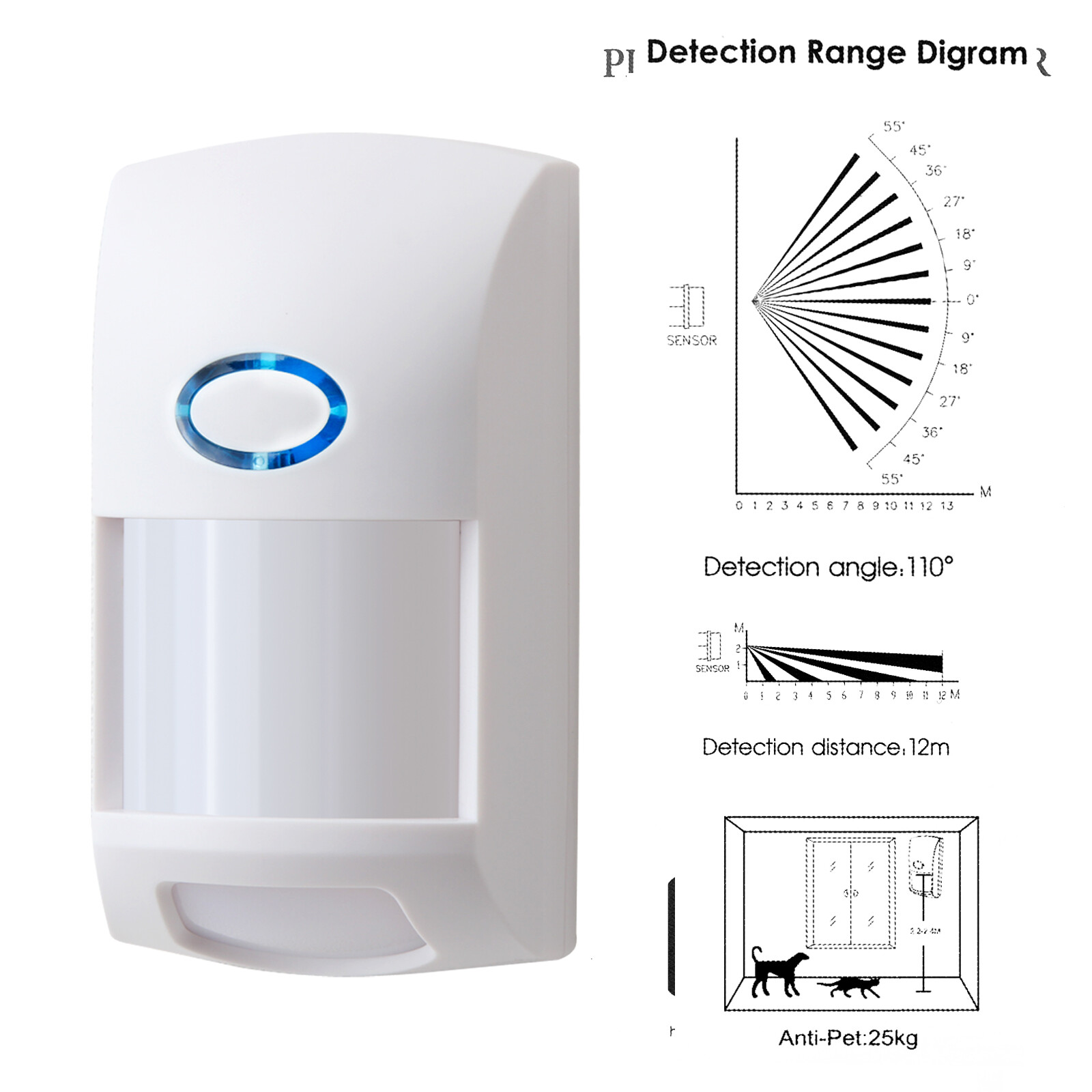 Tuya Smart WiFi Infrared Detector PIR Motion Sensor Home Security Google Alexa