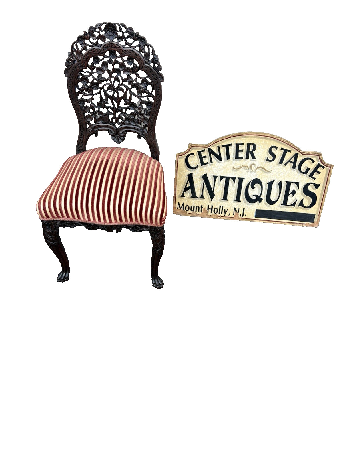 66939   ANTIQUE Oriental Hand Carved Side Chair Very Rare
