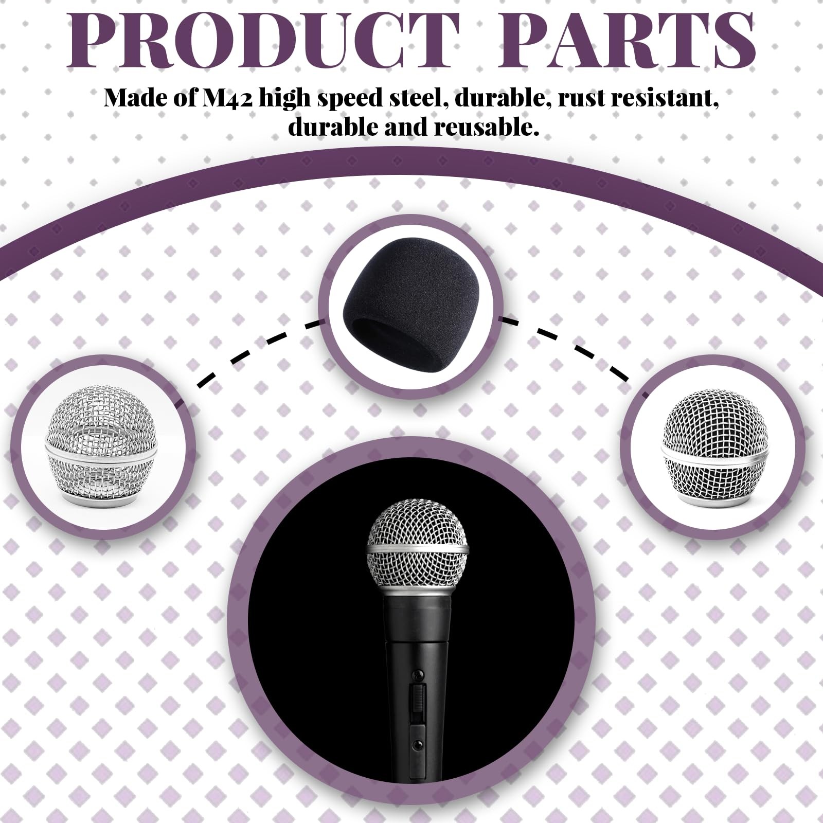 4 Pack SM58 Microphone Head Replacement Standard Size Grille Mic replacement ...