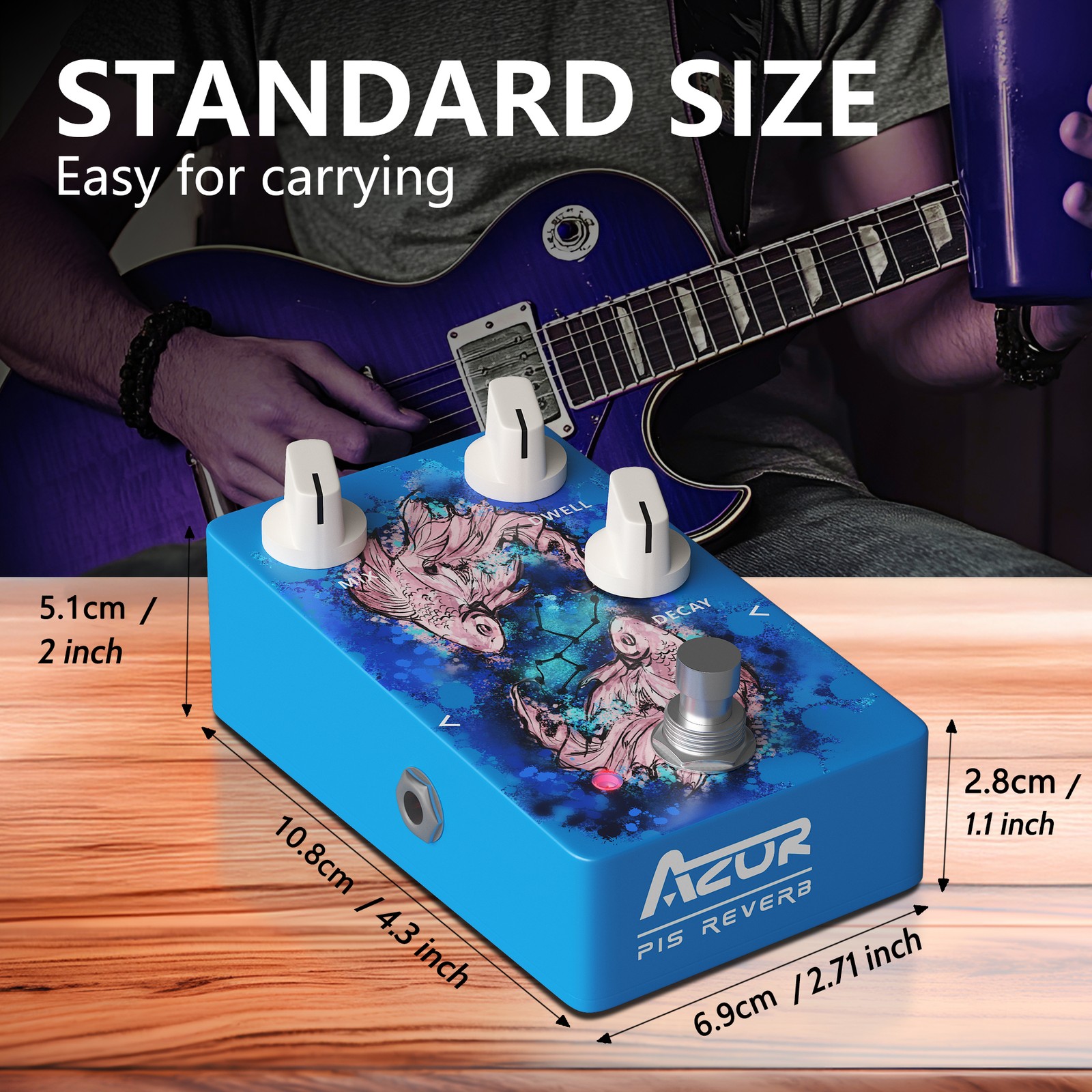 12Zodiac Signs AZOR AP-603 PIS Reverb Guitar Pedal 9V Reverb Effect Guitar Parts