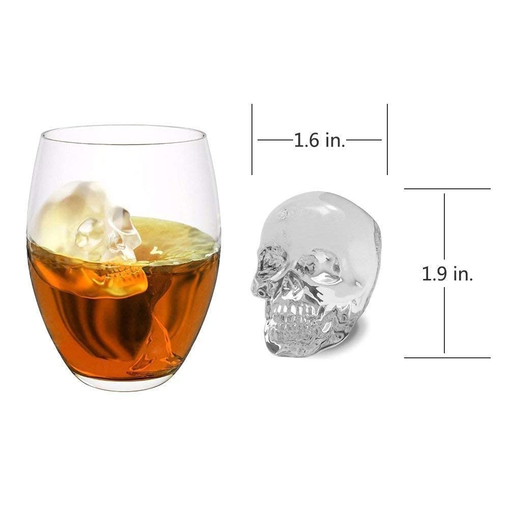 CHIYAN 3D Skull 2pack Small ice mold, Black, 1.9" Skull, 2 Pack