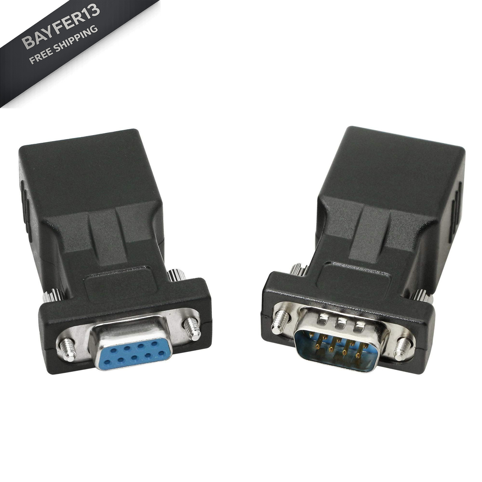 DB9 RS232 to RJ45 Extender, 9-Pin Serial Port Female&Male 2-Adapter