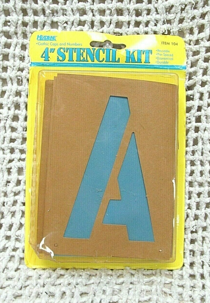 HEADLINE 4" Gothic Caps Numbers & Symbols Sign STENCIL KIT ITEM# 104 ~ NOS