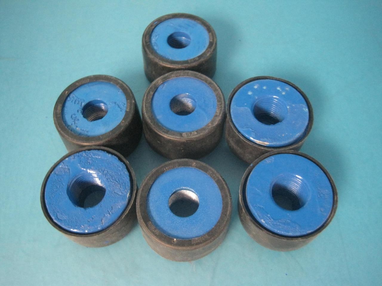 Lot of 7 Ocal RE51-G Urethane Coated Reducer Bushing 1-1/2" - 1/2" with a cap