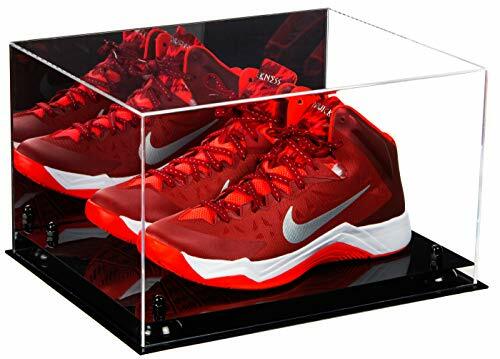 Basketball Shoe Pair Display Case with Black Risers and Mirror (A082-BR)