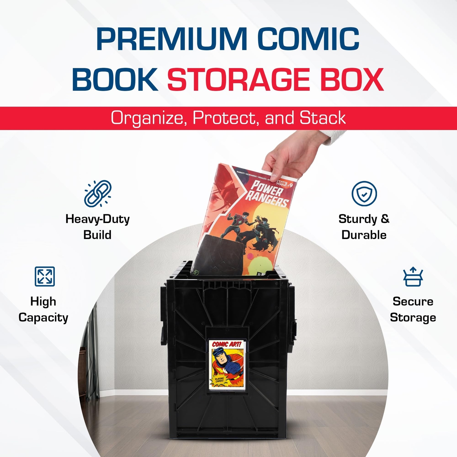 BCW Comic Bin, Black - Holds 150 Comics, Acid Free Storage and Organizer, Hea...